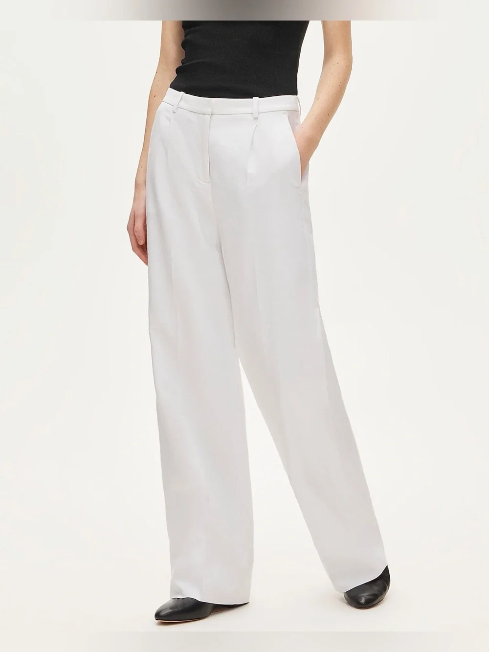 J.Crew Tall Essential wide-leg pant in Gramercy linen blend in white